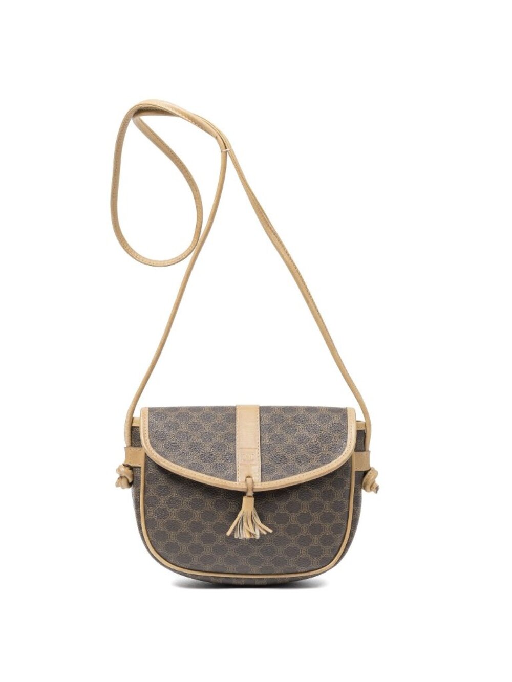 Celine Vintage Flap Bag Crossbody Brown Macadam Canvas